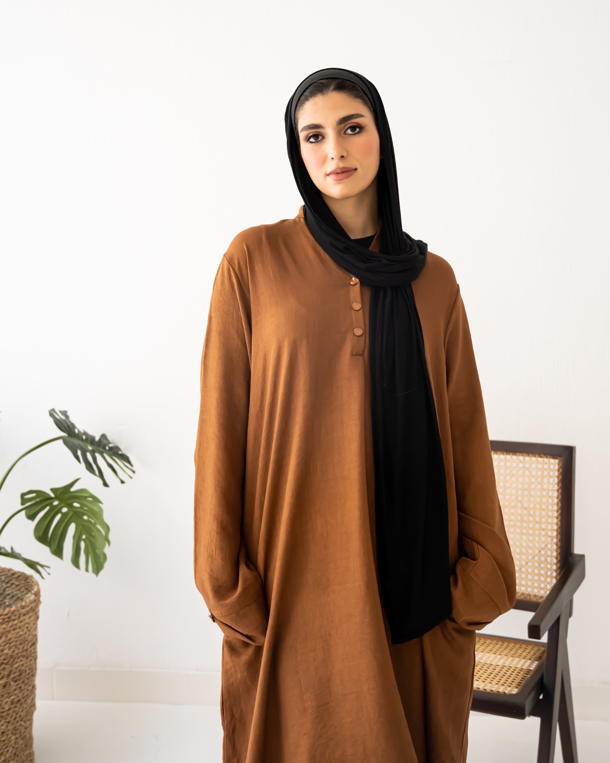 Linen Dress - Brown