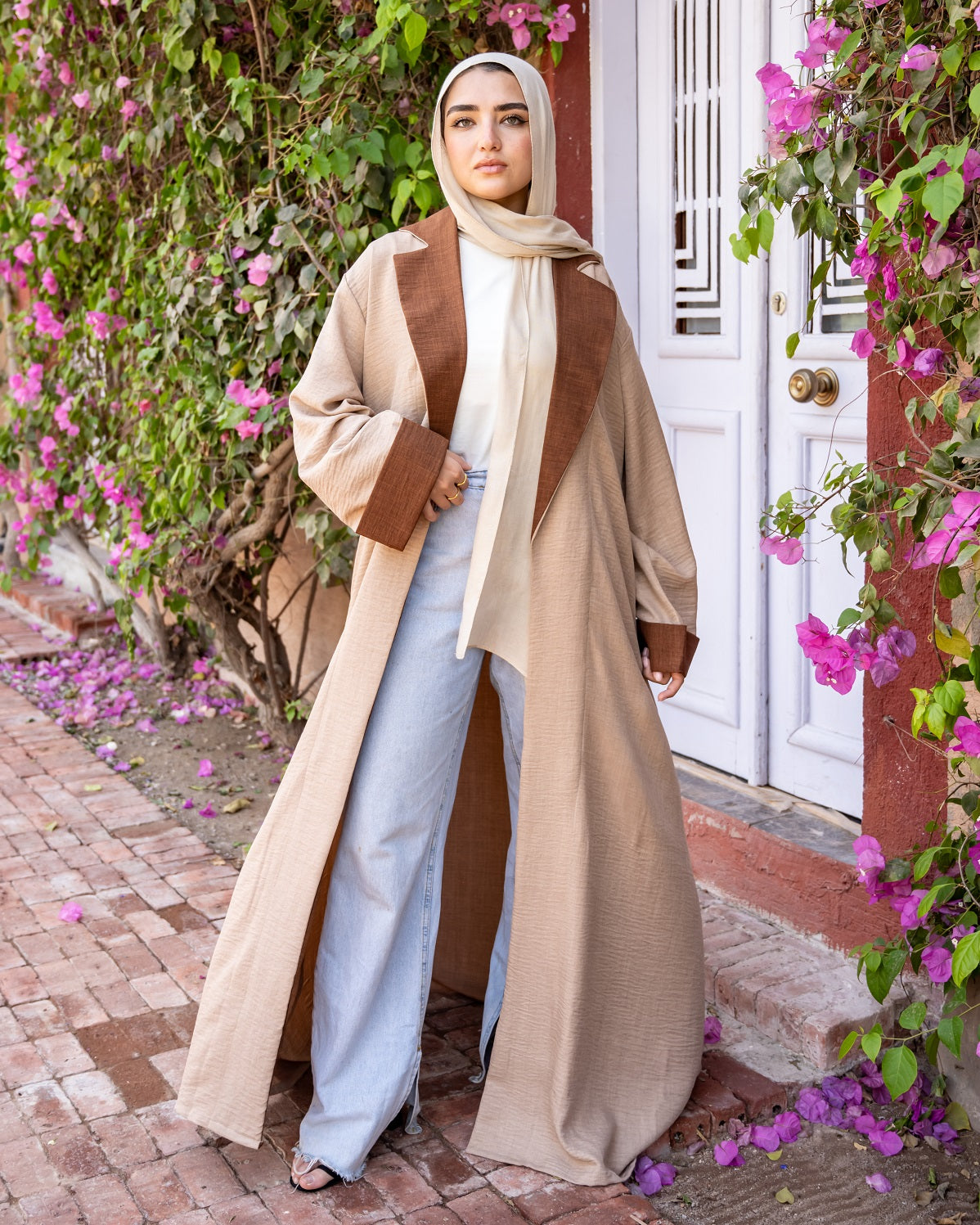 Beige Brown Indian Linen Cardigan