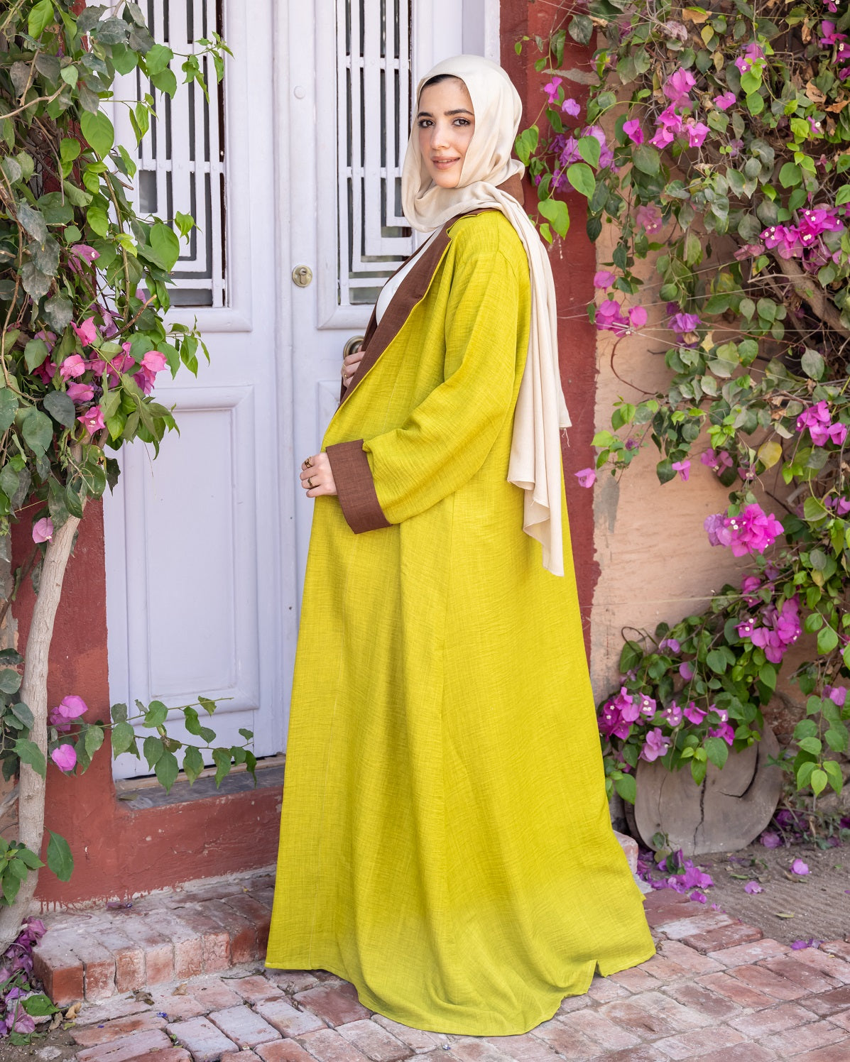 Mustard Brown Indian Linen Cardigan