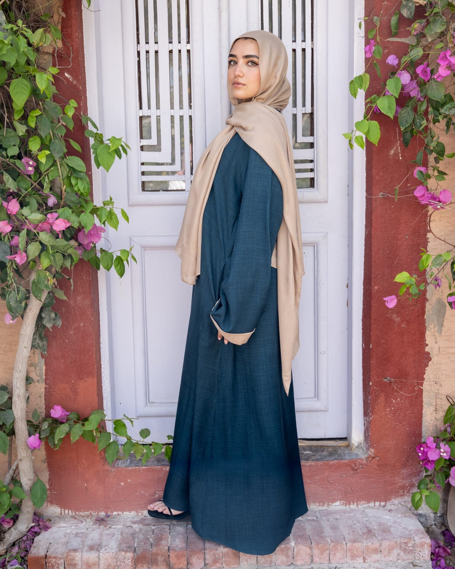 Linen Abaya – Petrol