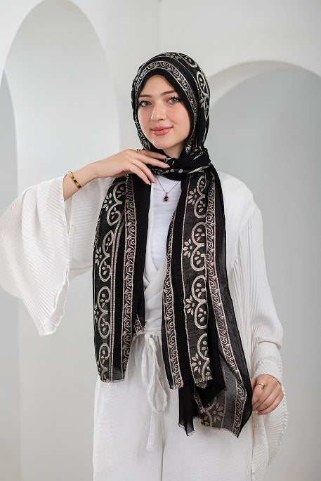 Black Aura Linen Scarf