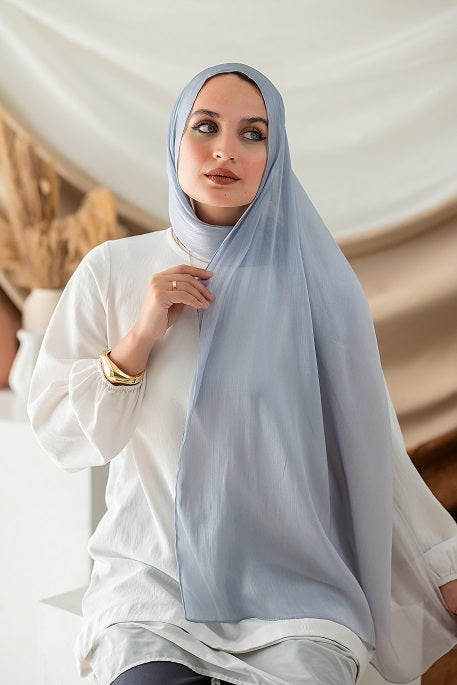 Silver Gradient Organza Scarf