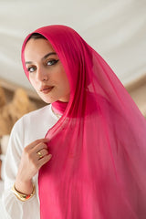 Fuchsia Gradient Organza Scarf