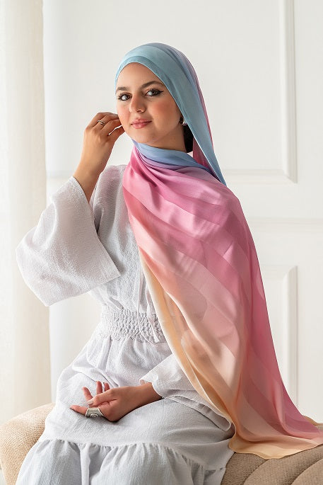 Gradient Crinkle Satin Scarf