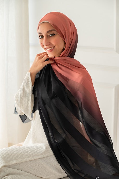 Gradient Crinkle Satin Scarf