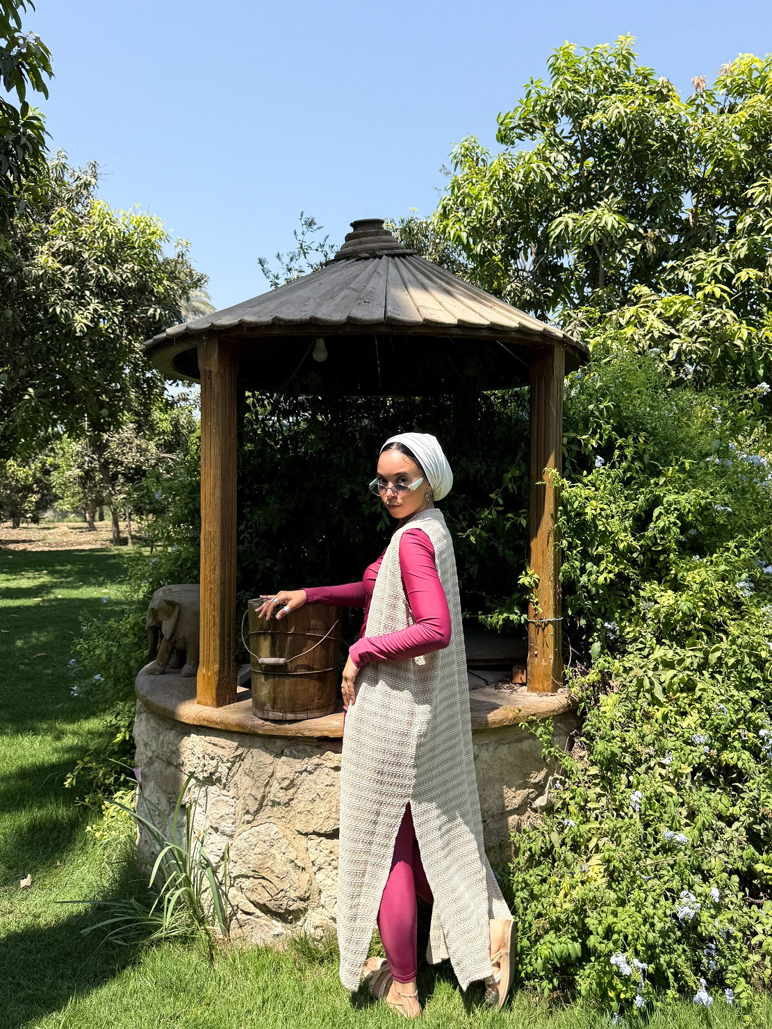 Sleeveless Linen Crochet Cardigan