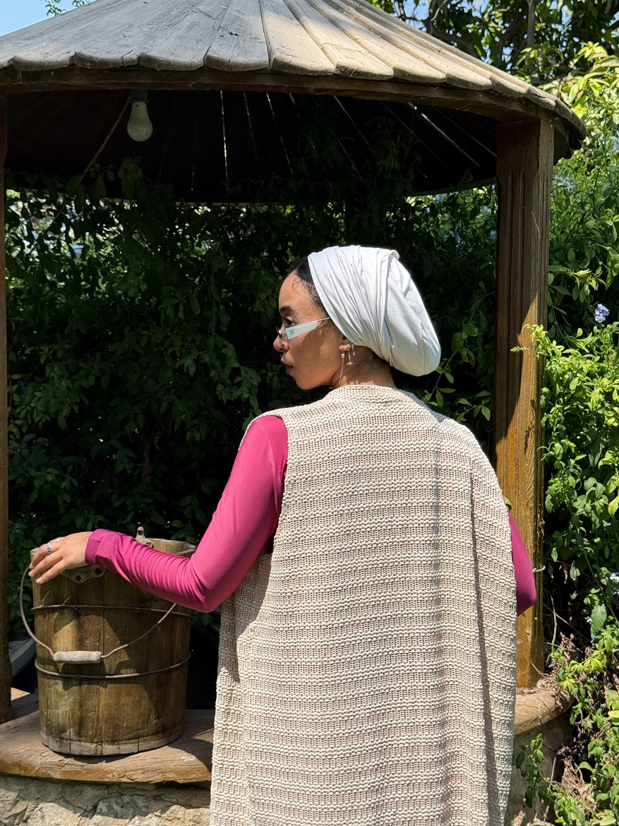 Sleeveless Linen Crochet Cardigan