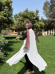 Sleeveless Linen Crochet Cardigan