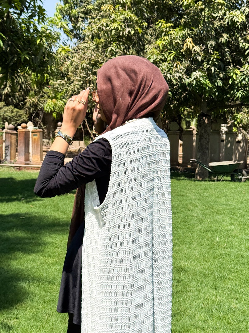 Sleeveless Linen Crochet Cardigan