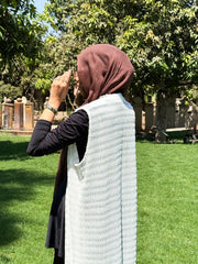 Sleeveless Linen Crochet Cardigan
