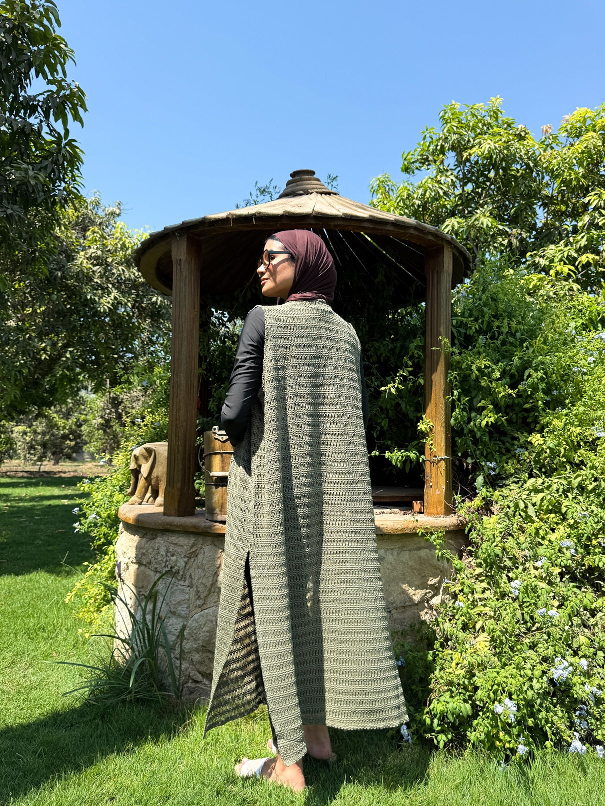 Sleeveless Linen Crochet Cardigan