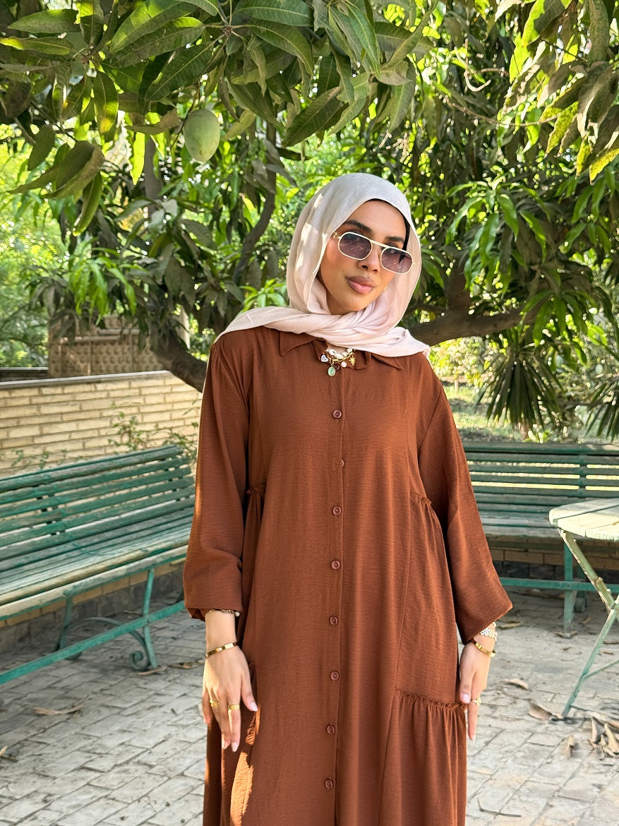 turkish linen dresses Turkish Linen Maxi Abaya Dress with Pockets