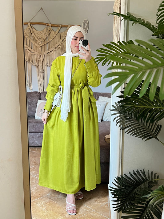 Linen Dress with Ribbon