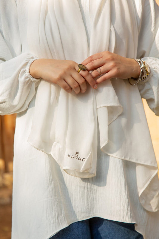 Linen modal scarf-off white