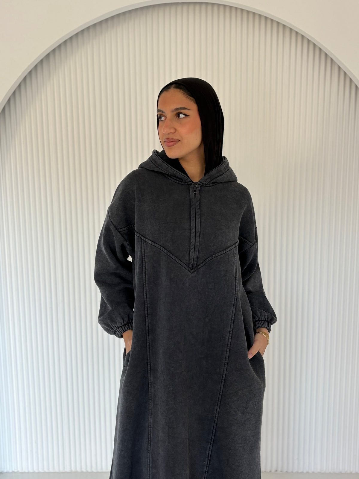 Washed Hoodie Abaya