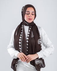 Embroider Modal Scarf – Brown