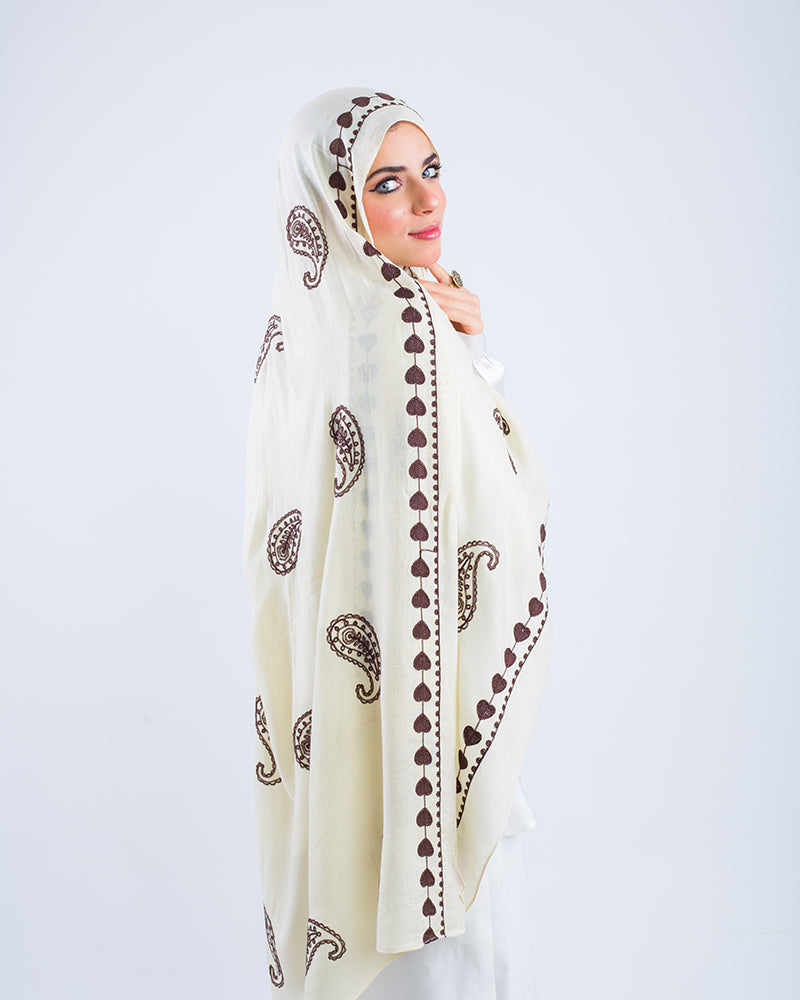 Embroider Modal Scarf – Light Beige