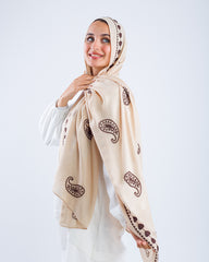 Embroider Modal Scarf – Beige