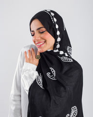 Embroider Modal Scarf – Black