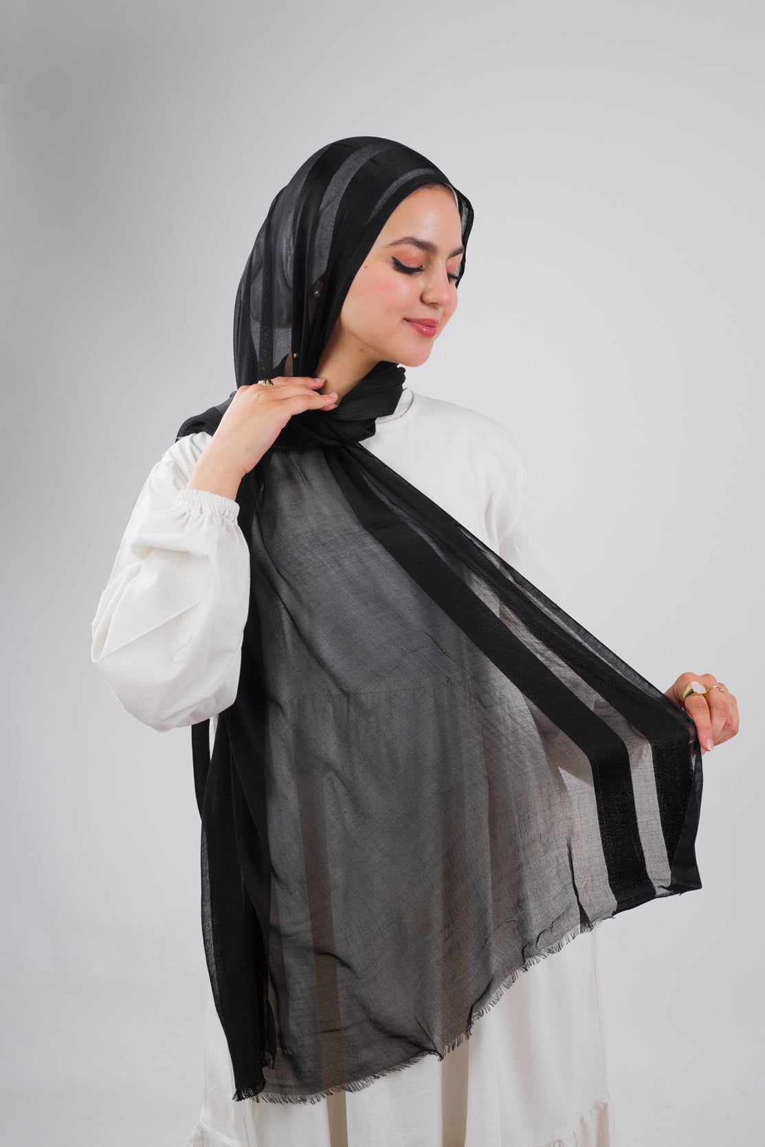 Linen Chiffon Scarf - Black