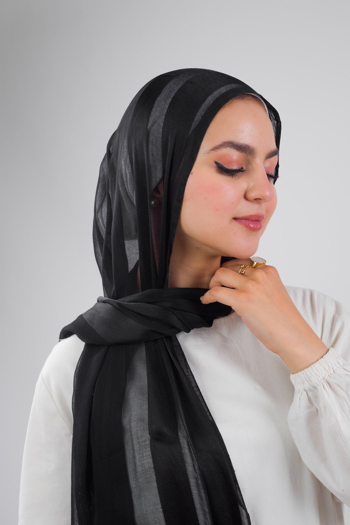 Linen Chiffon Scarf - Black