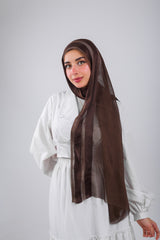 Linen Chiffon Scarf - Brown