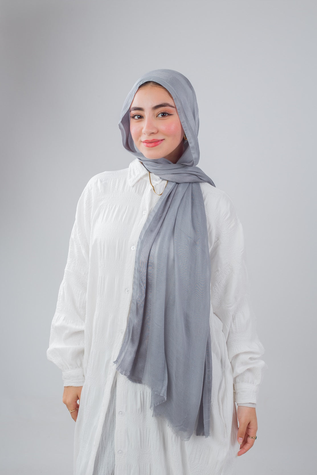 Linen Chiffon Scarf - Grey