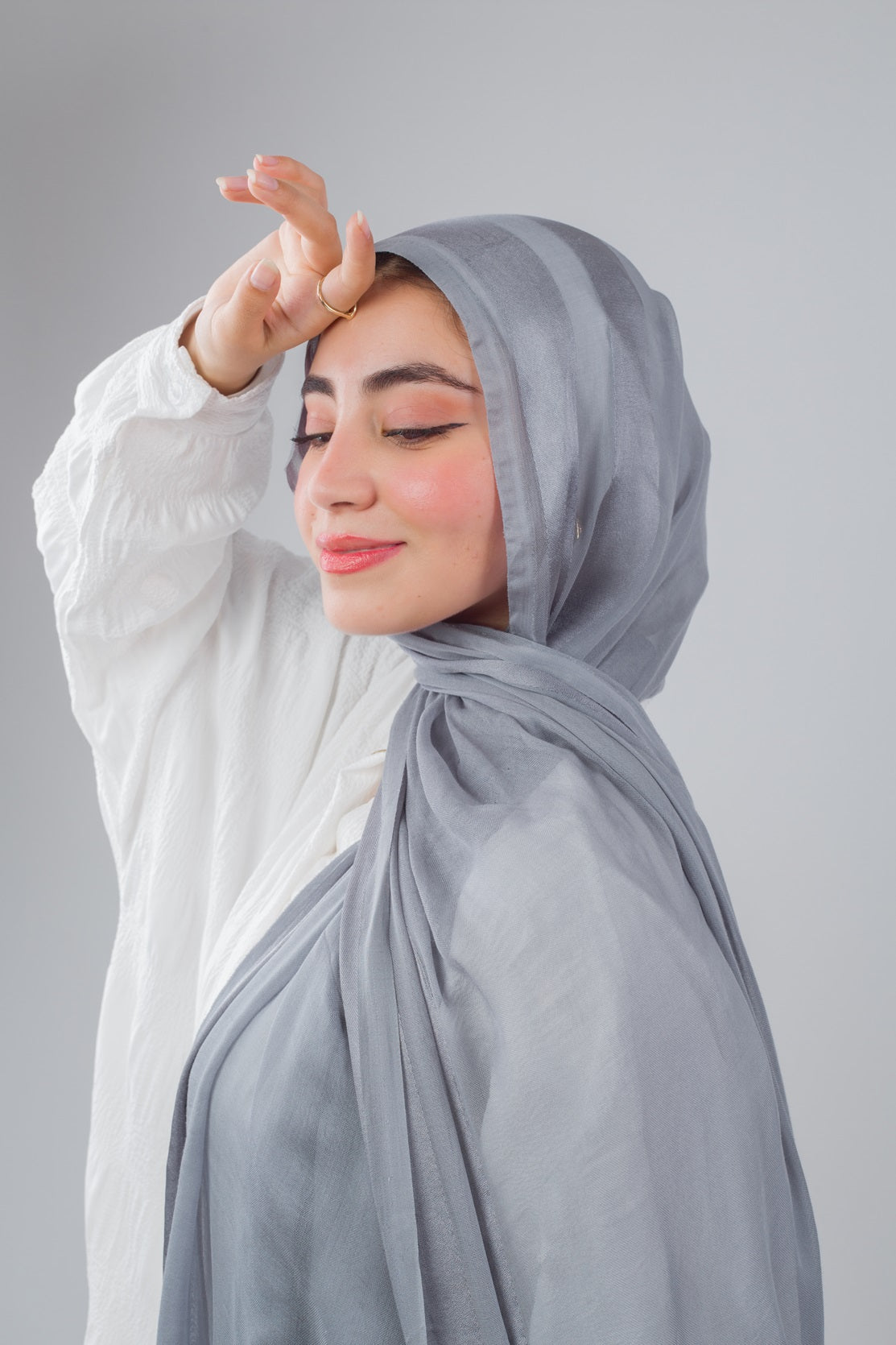 Linen Chiffon Scarf - Grey