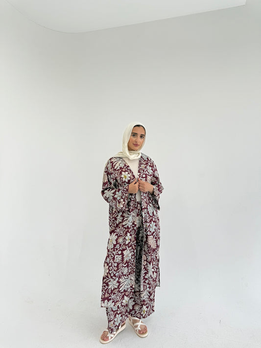 Marron Flory Satin Set