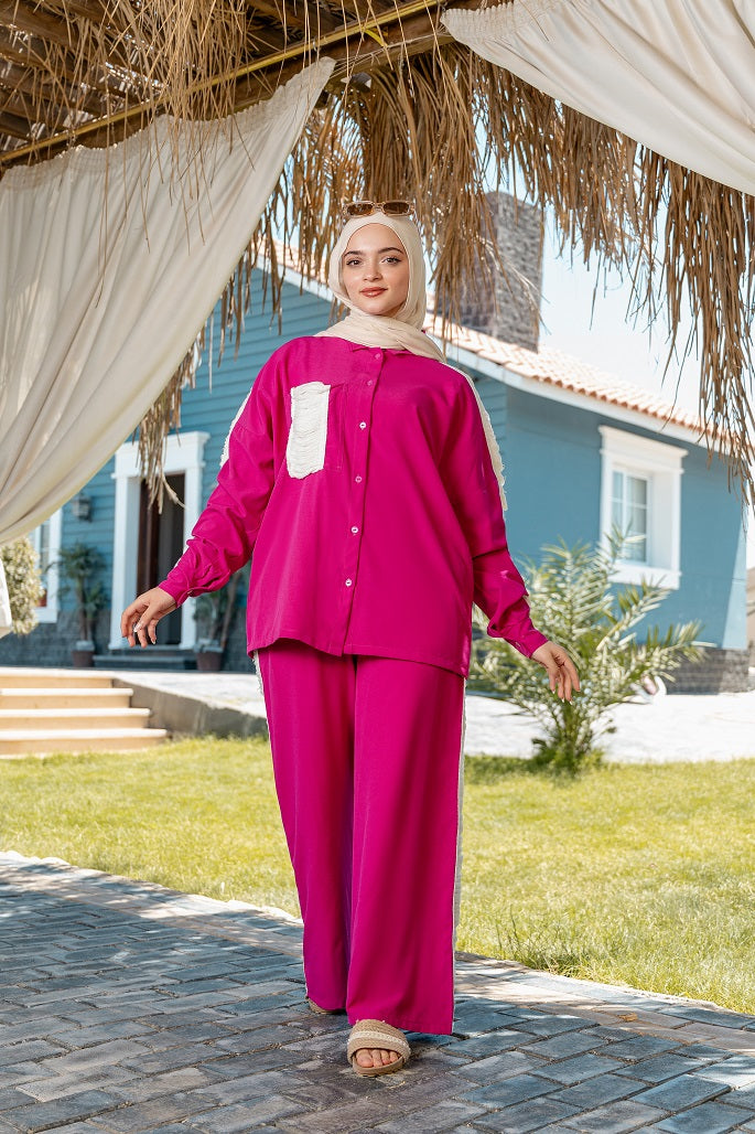 Rosalyn Linen Set - Fuchsia