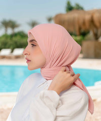 Pleated Chiffon Square Scarf - Pink