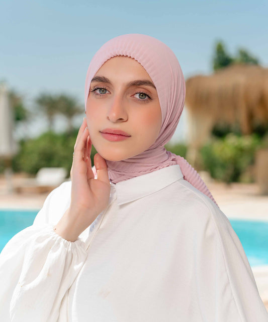 Pleated Chiffon Square Scarf - Flamingo