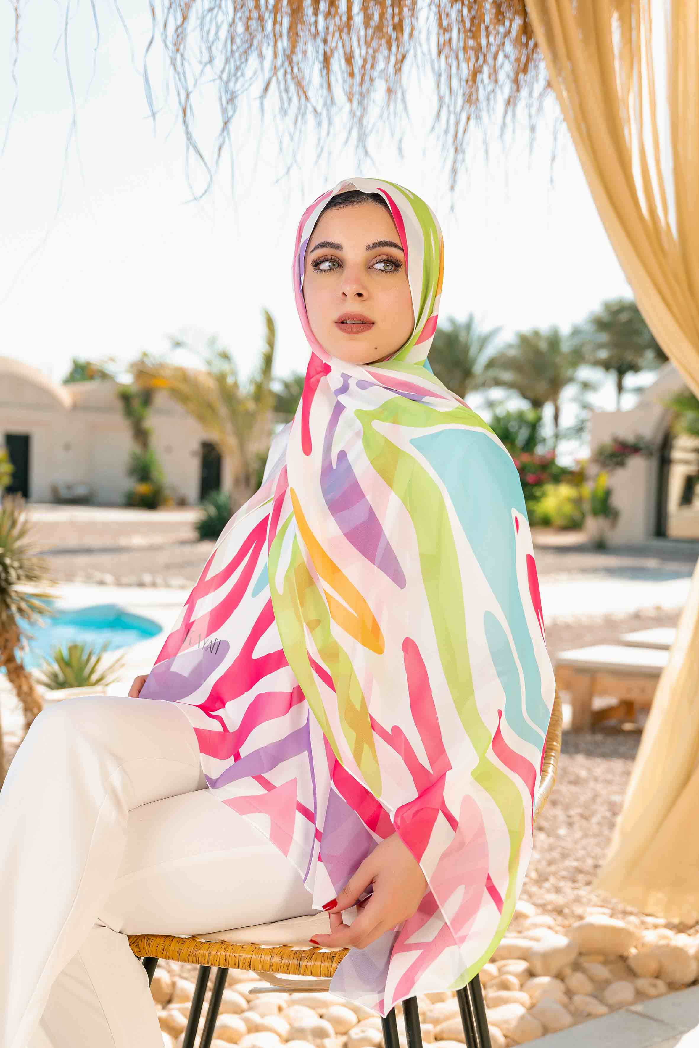 Primary Printed Chiffon Scarf