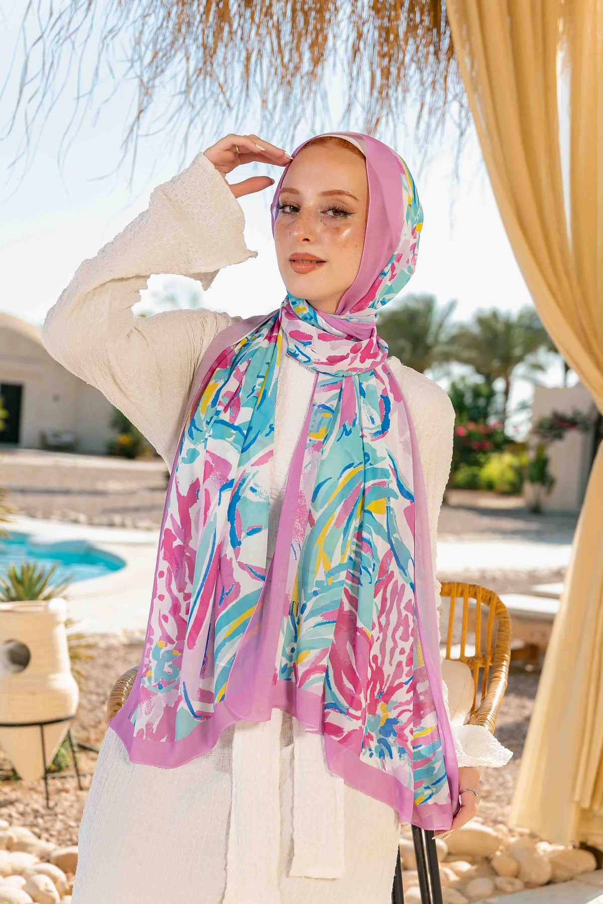 Pastel Spring Chiffon Scarf