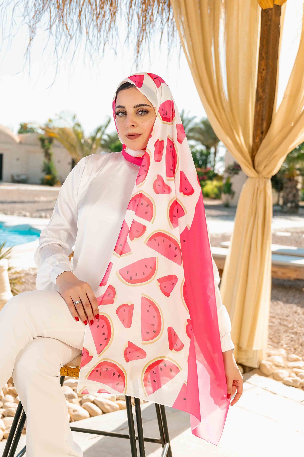 Watermelon Printed Chiffon Scarf