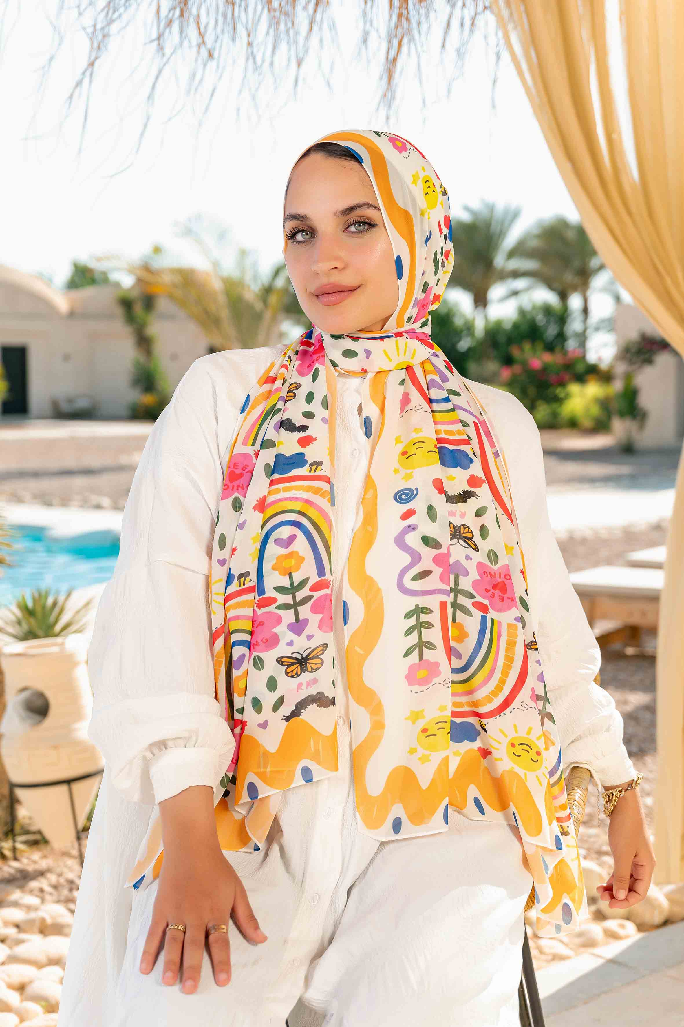 Sunset Printed Chiffon Scarf