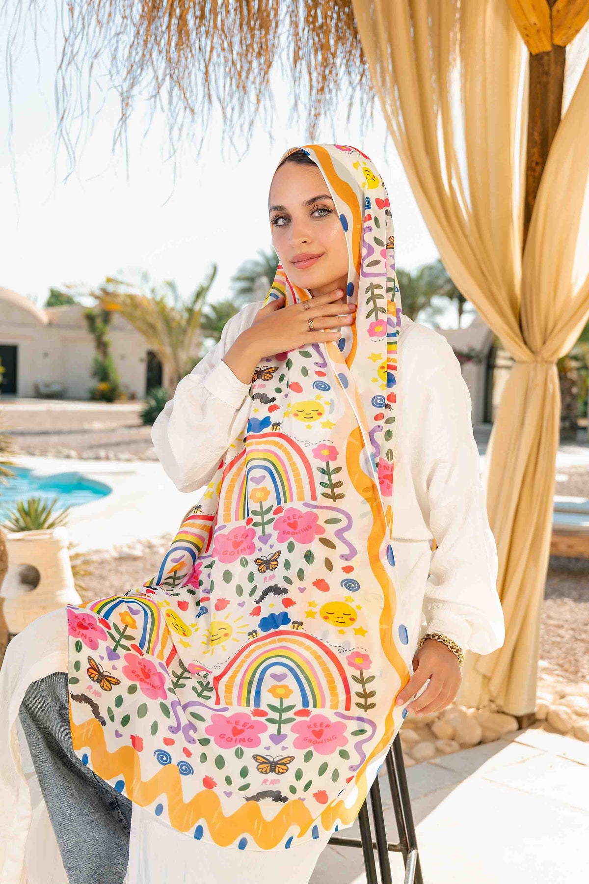 Sunset Printed Chiffon Scarf