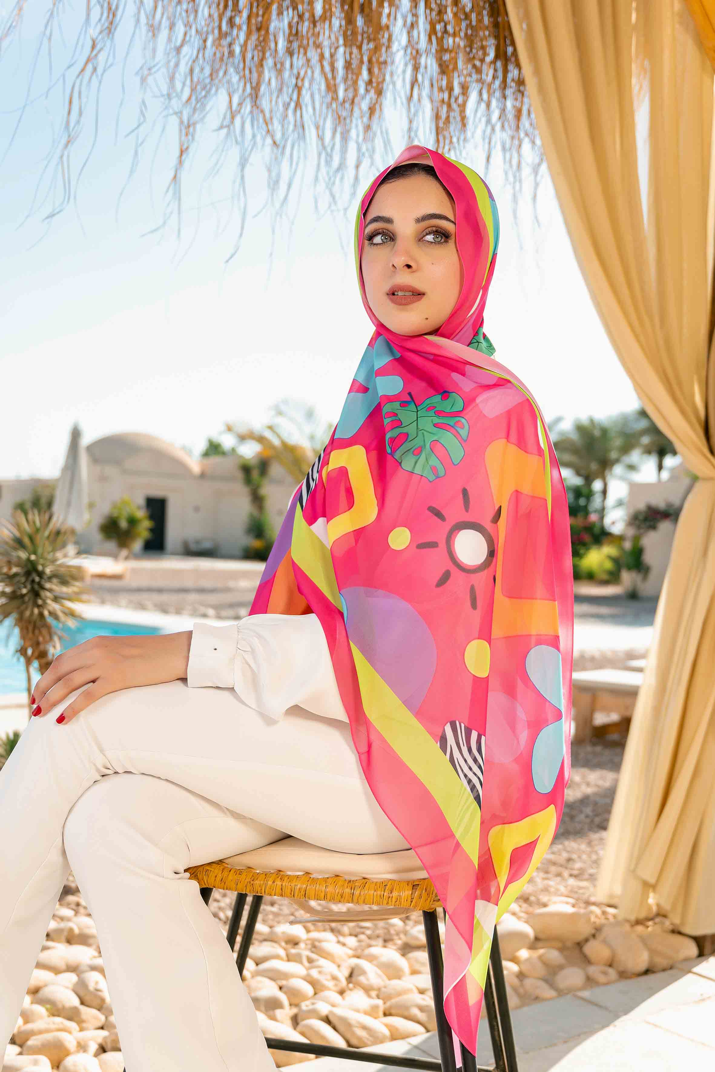 Cheerful Printed Chiffon Scarf