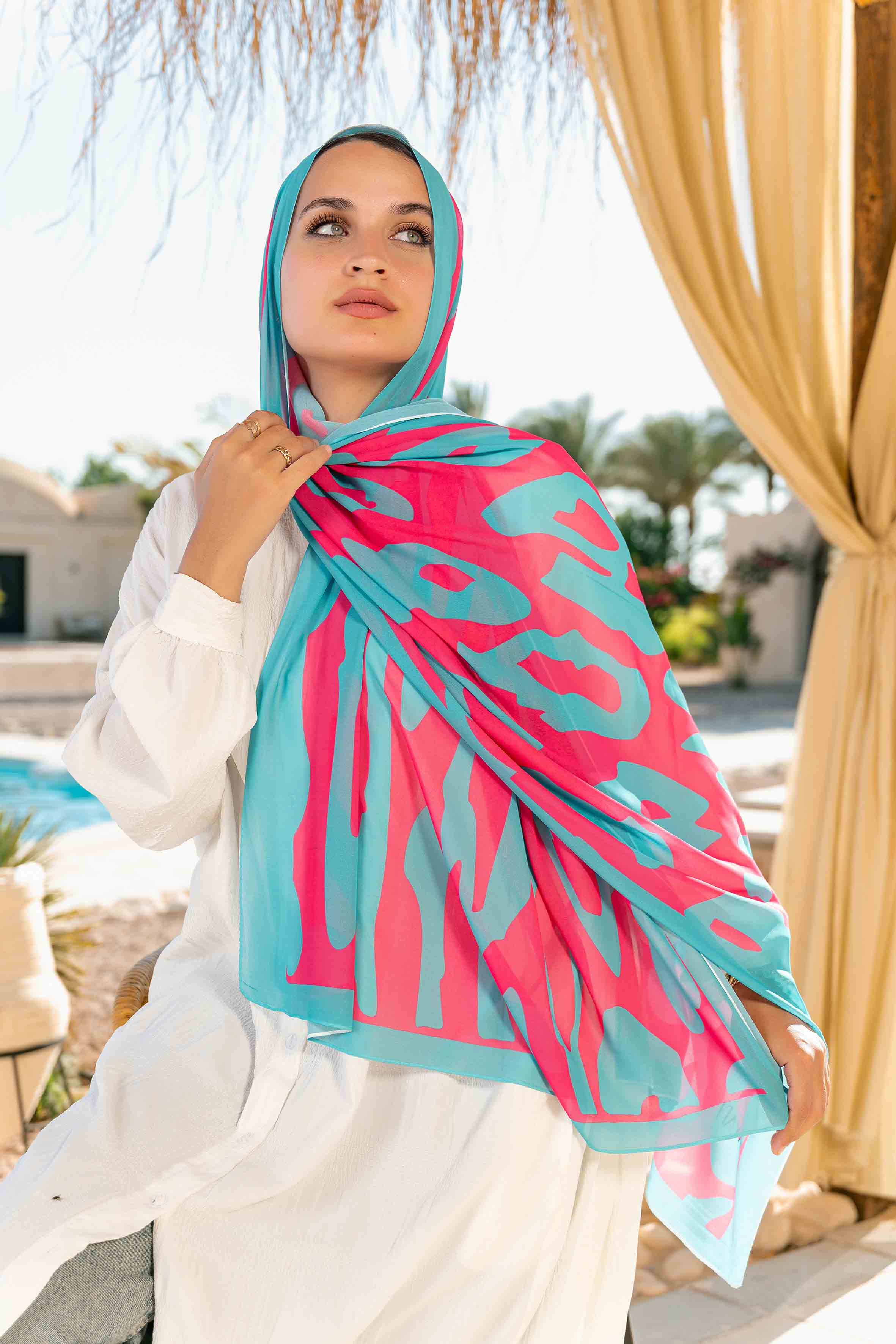 Pink Ocean Chiffon Scarf