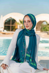 Sage Printed Chiffon Scarf