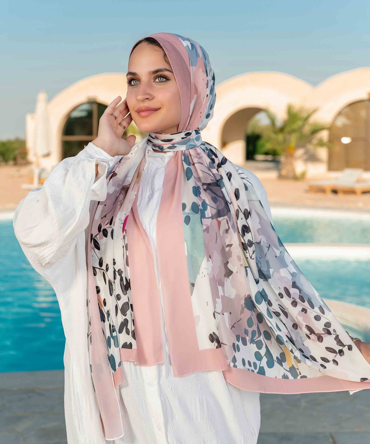 Iris Printed Chiffon Scarf