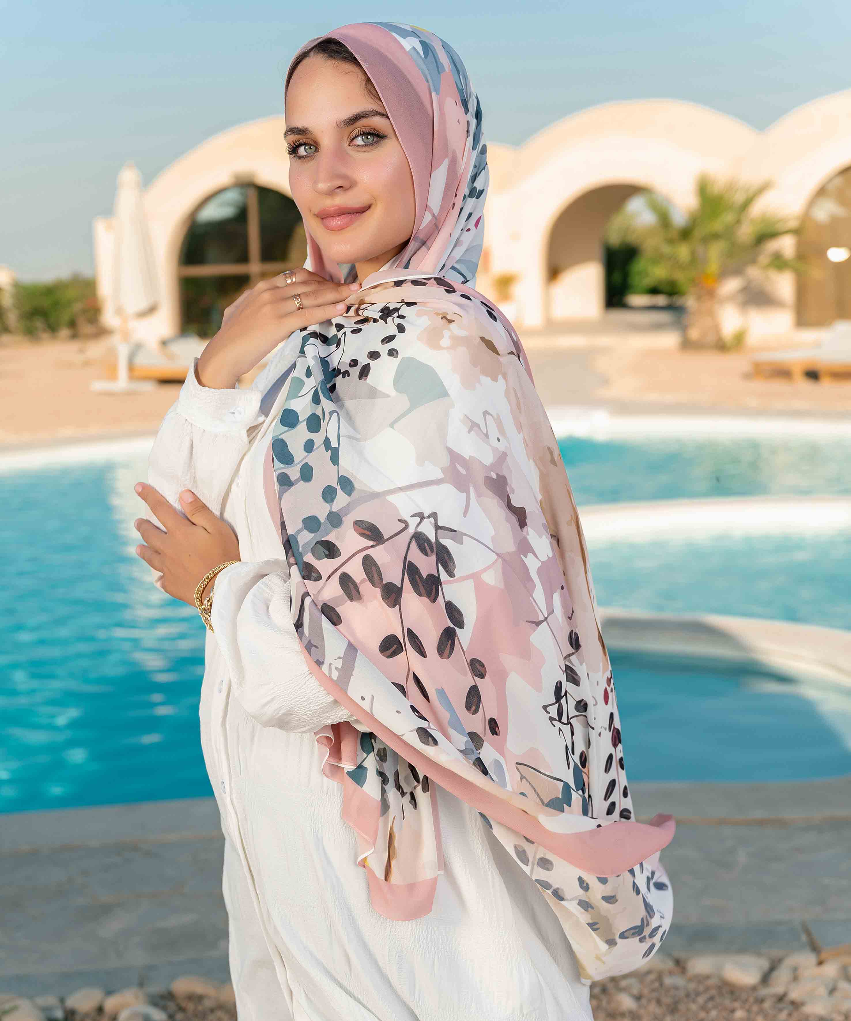 Iris Printed Chiffon Scarf