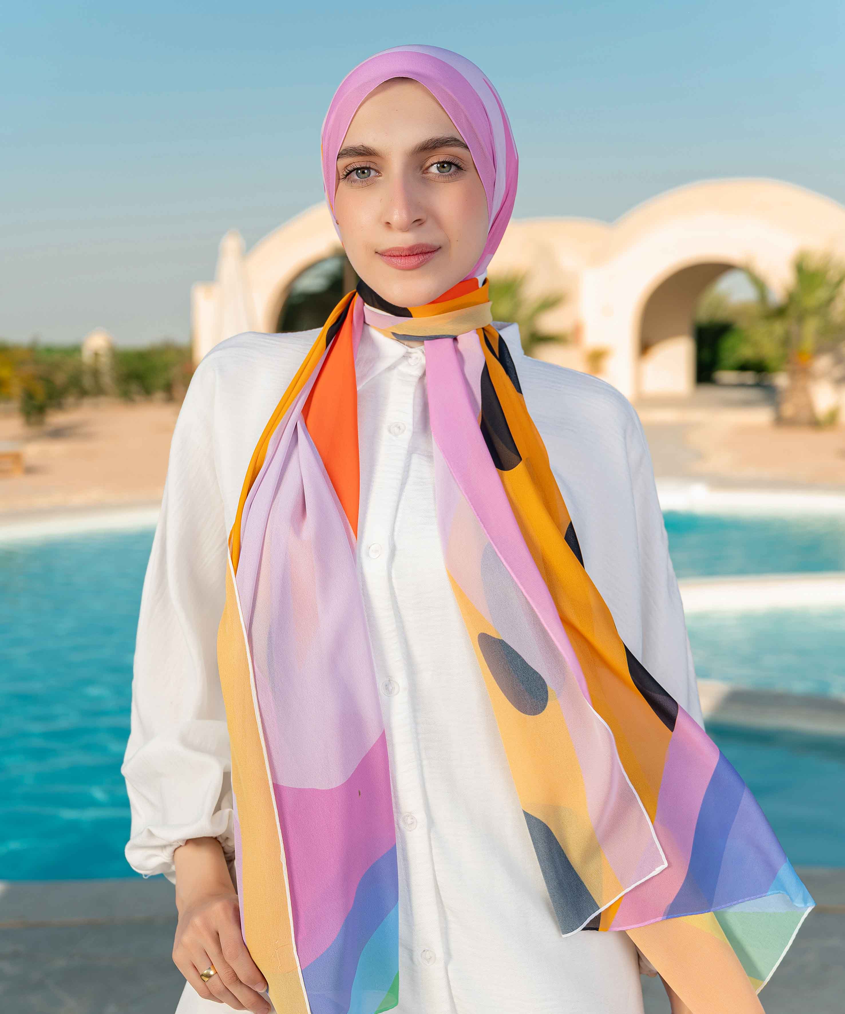 Beachy Printed Chiffon Scarf