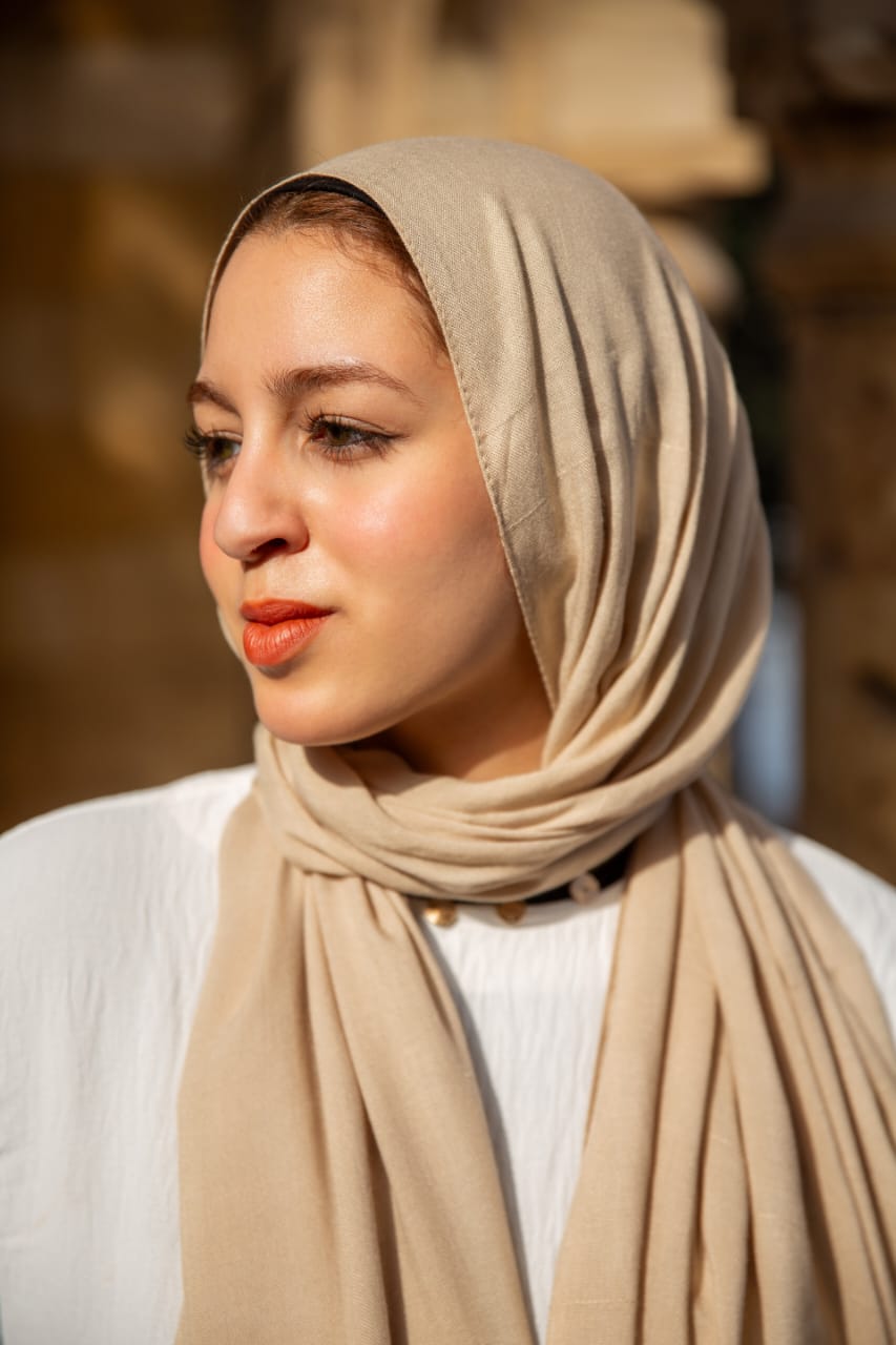 Linen modal scarf-Beige