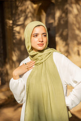 Linen modal scarf-Apple green